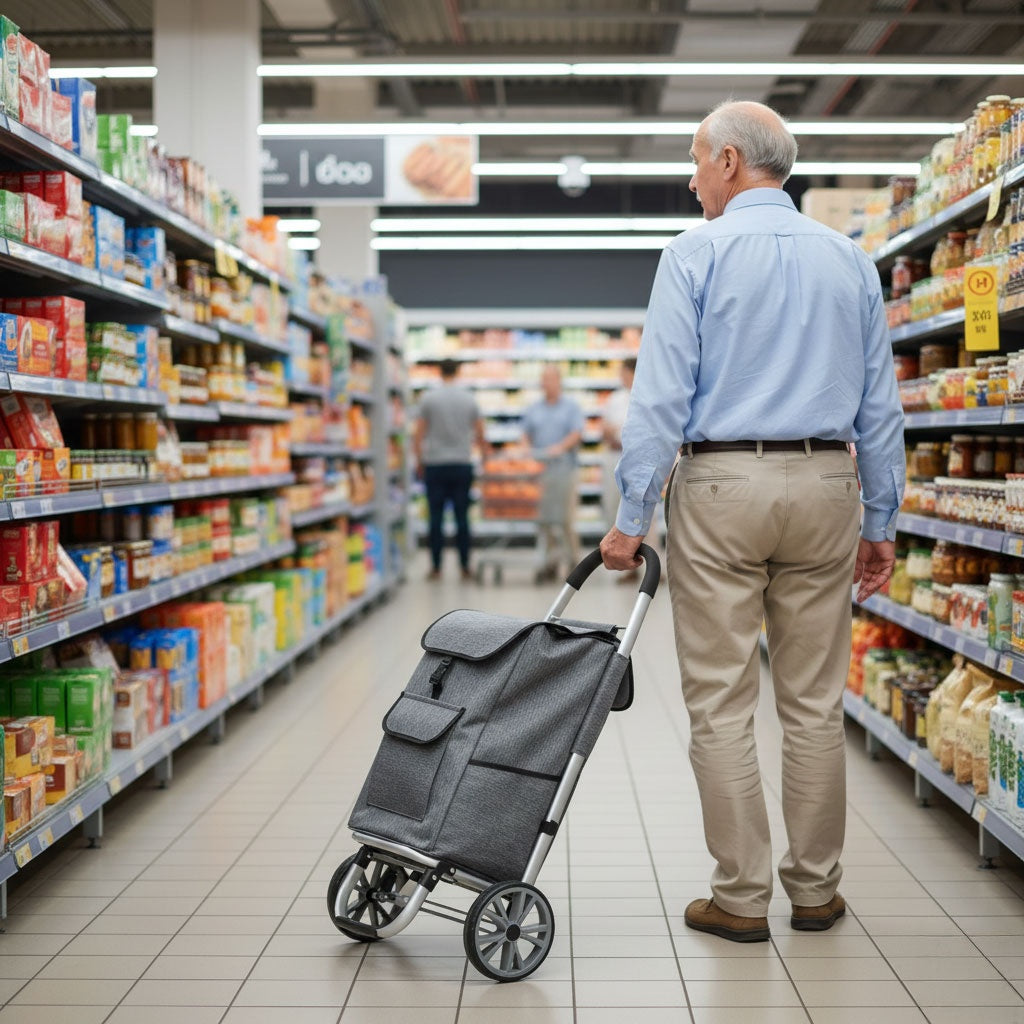 Shopping Trolley 33L, Large Wheels, Extra Pockets