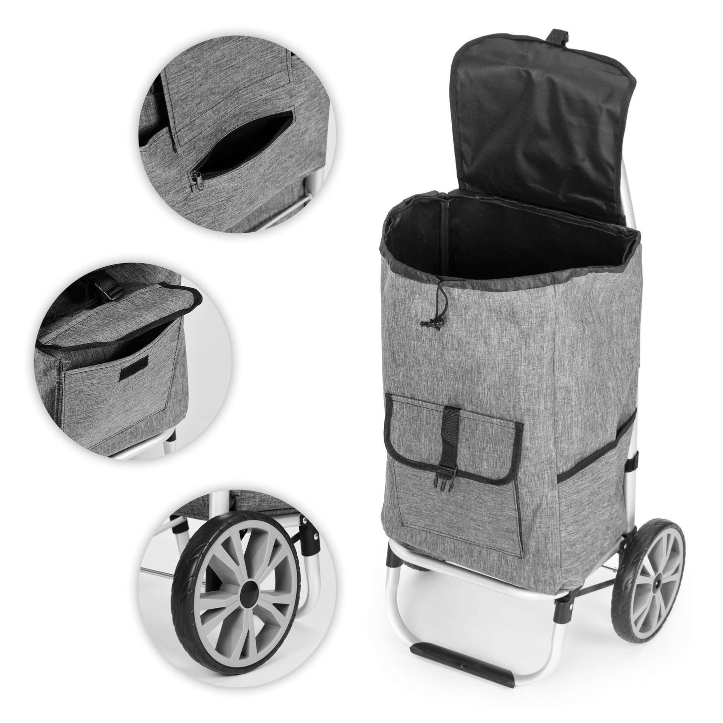 Shopping Trolley 33L, Large Wheels, Extra Pockets