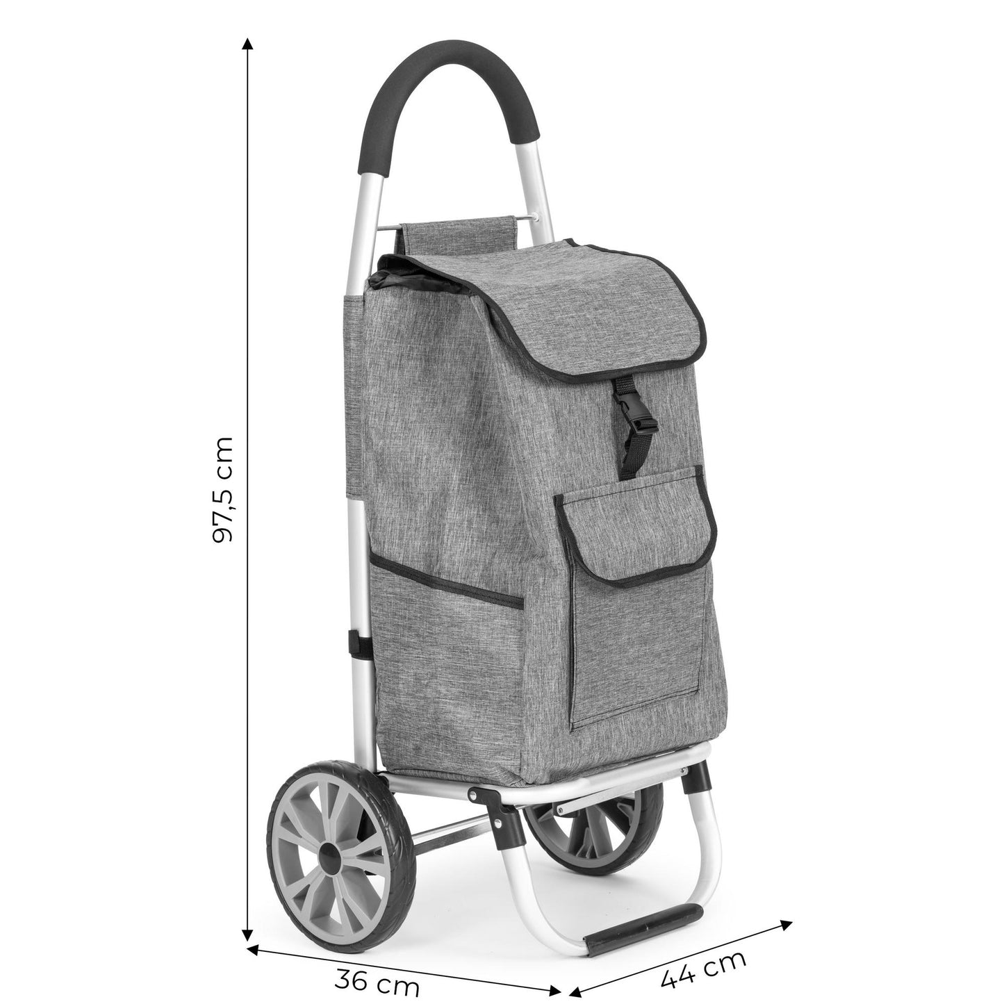 Shopping Trolley 33L, Large Wheels, Extra Pockets