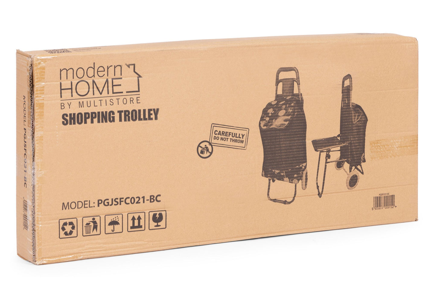 Shopping Trolley with Seat, 30L, Large Wheels, Foldable
