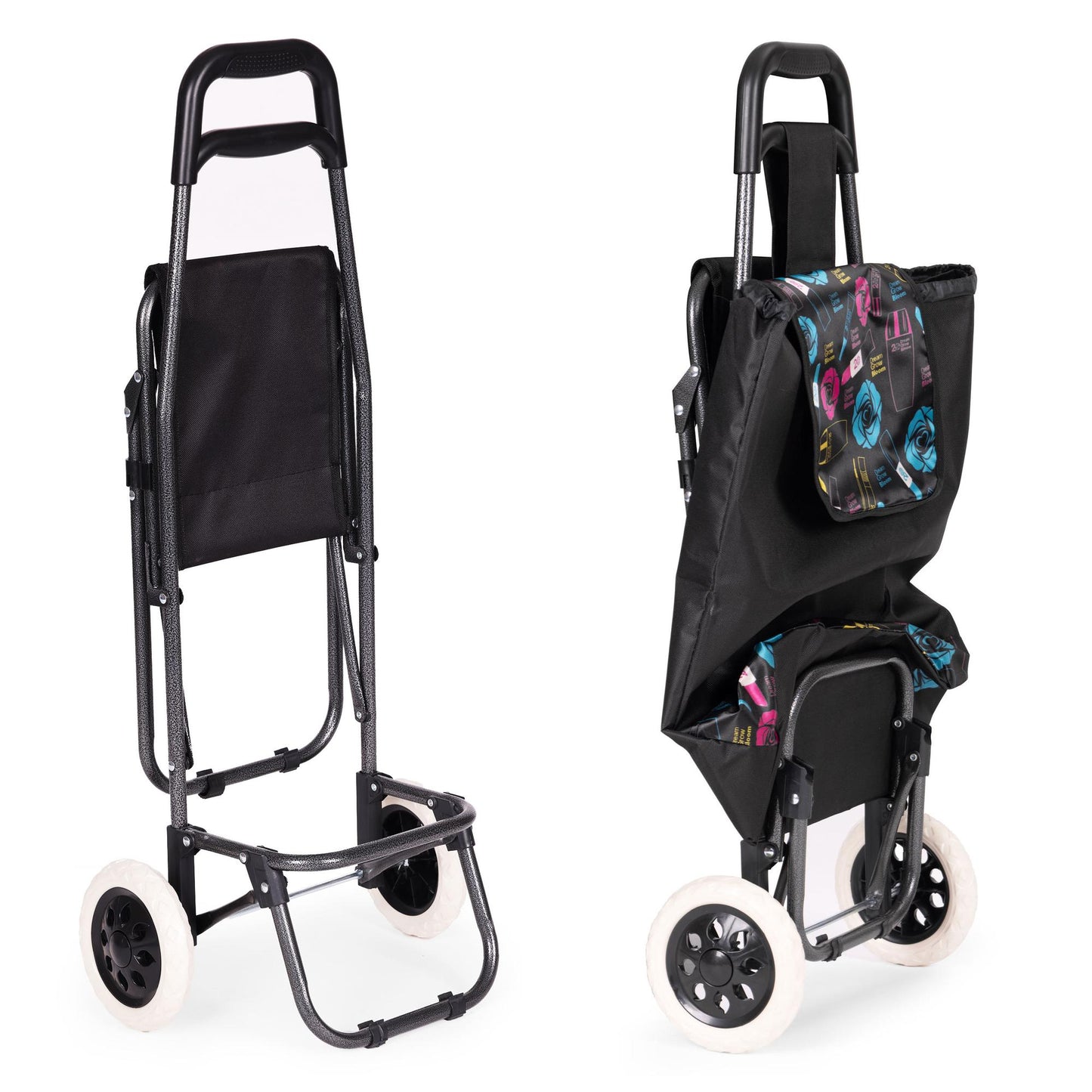 Shopping Trolley with Seat, 30L, Large Wheels, Foldable