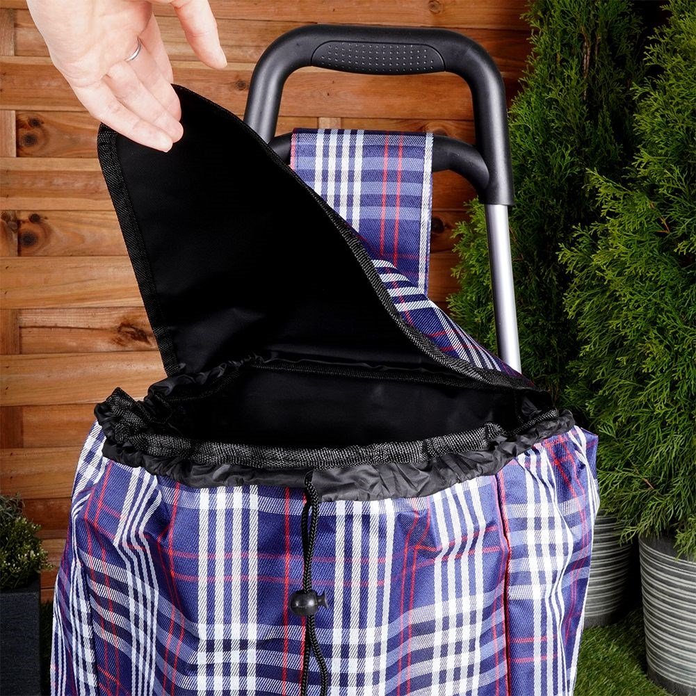 Shopping bag on wheels for heavy purchases, loads 20 kg