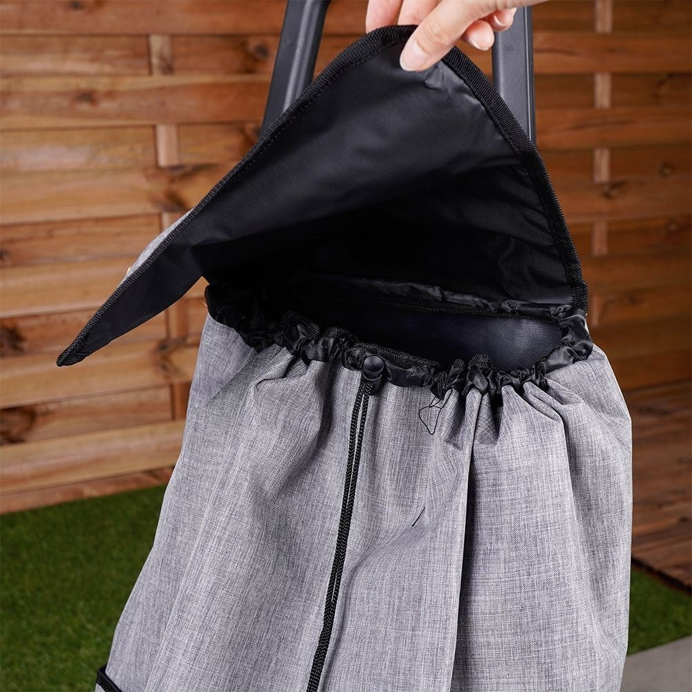 Shopping bag on wheels with large load capacity