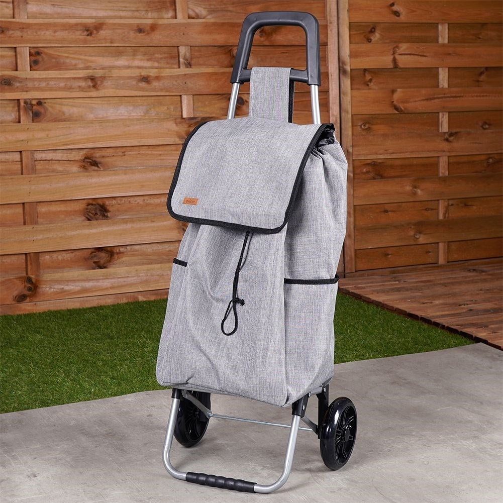 Shopping bag on wheels with large load capacity