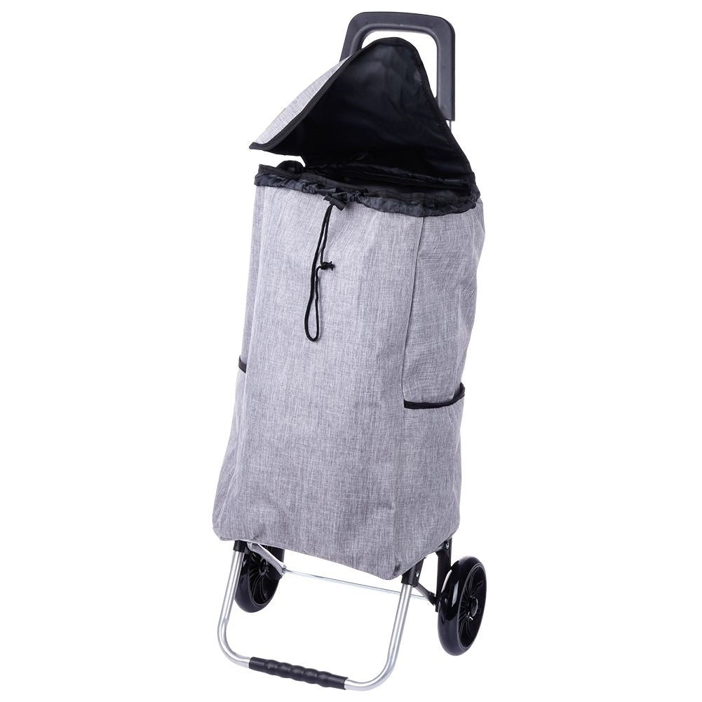 Shopping bag on wheels with large load capacity
