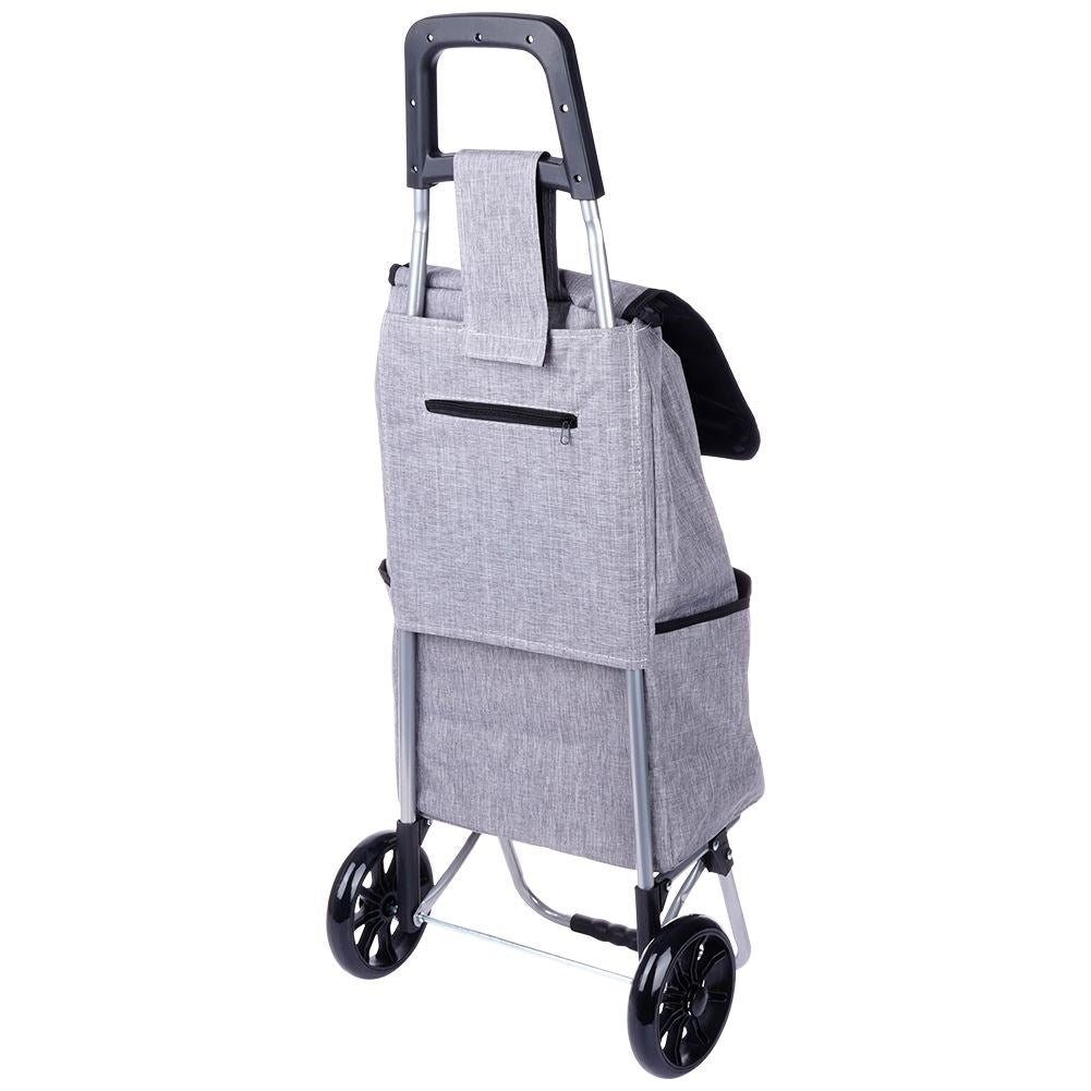 Shopping bag on wheels with large load capacity