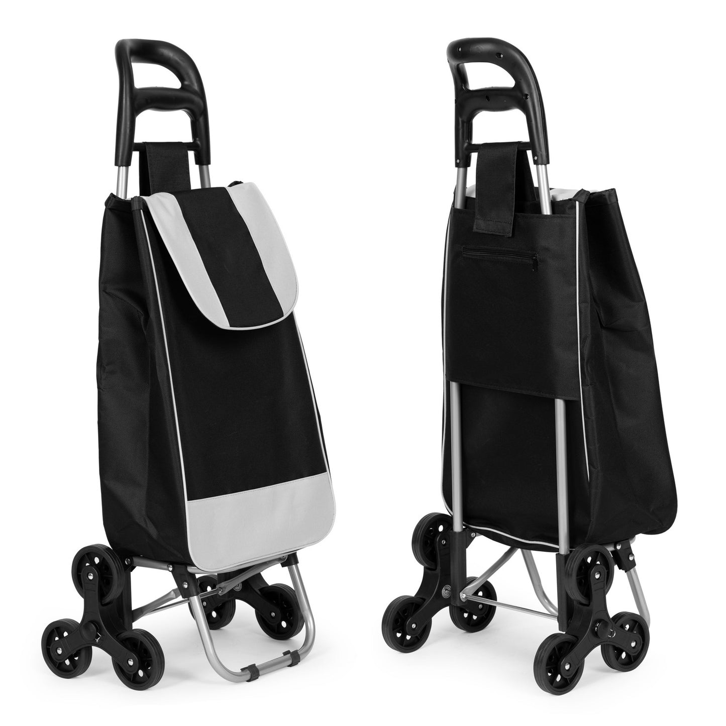 Shopping cart, 25l bag, 6 wheels, metal frame, black ModernHome