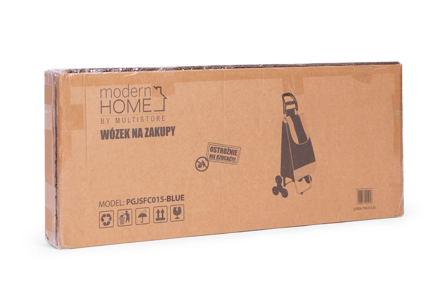 Shopping cart, 25l bag, 6 wheels, metal frame, blue ModernHome