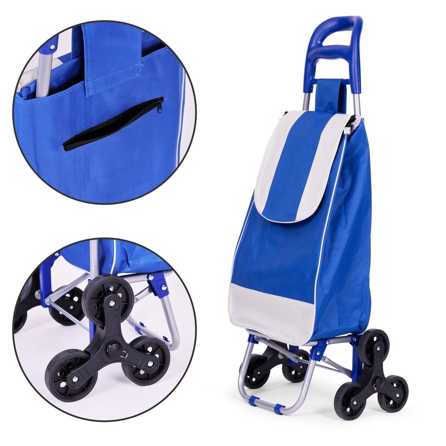 Shopping cart, 25l bag, 6 wheels, metal frame, blue ModernHome