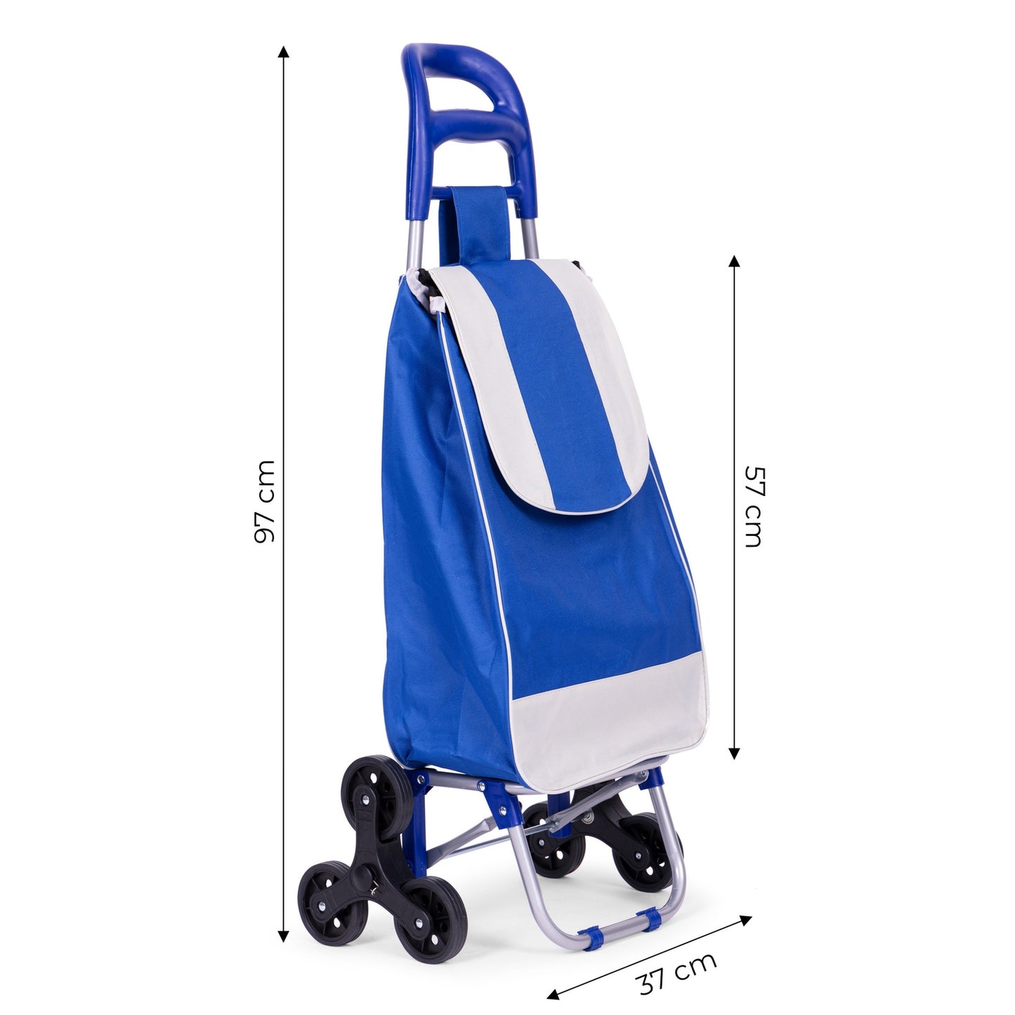 Shopping cart, 25l bag, 6 wheels, metal frame, blue ModernHome