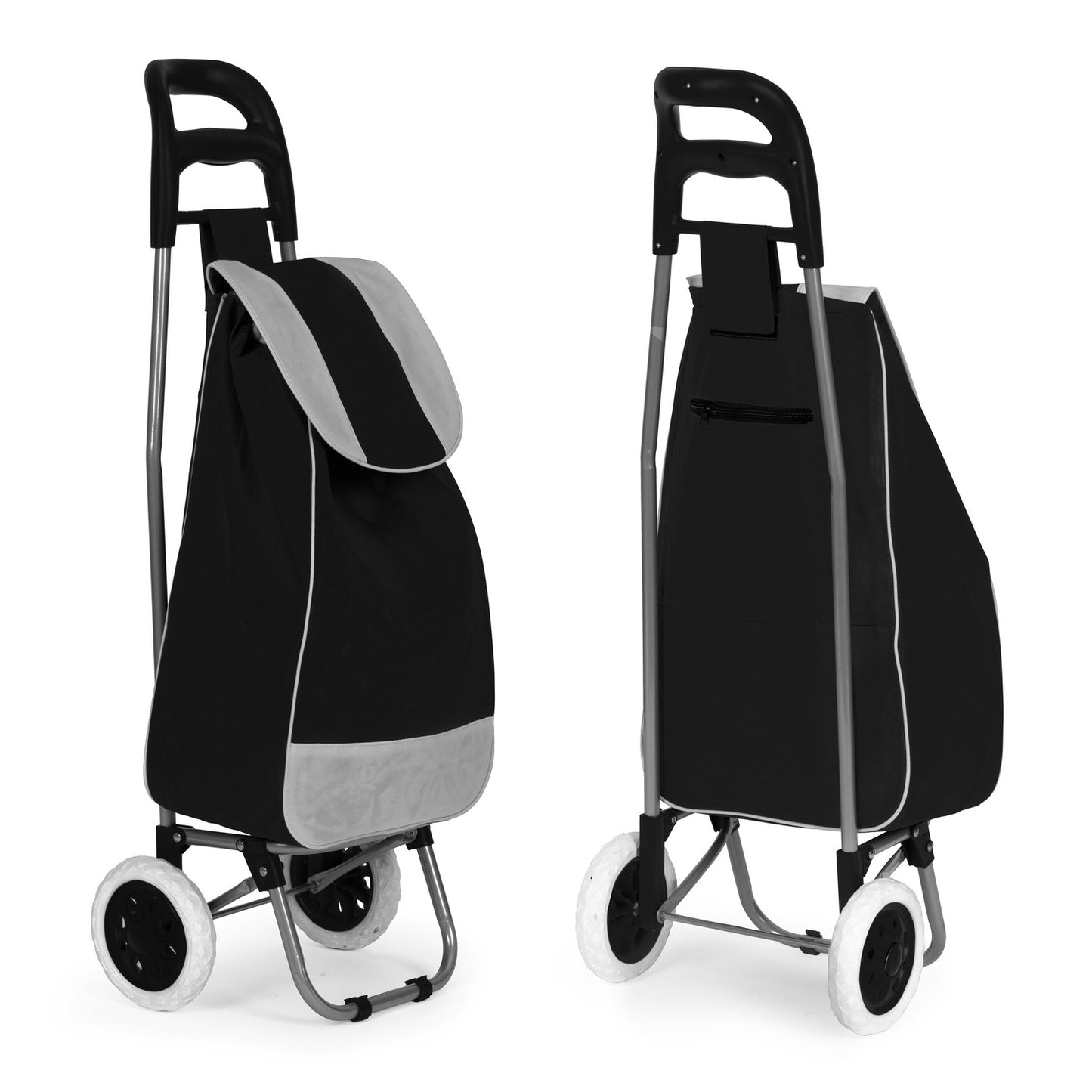 Shopping cart, 25l bag, on wheels, metal frame, rubber wheels, black ModernHome