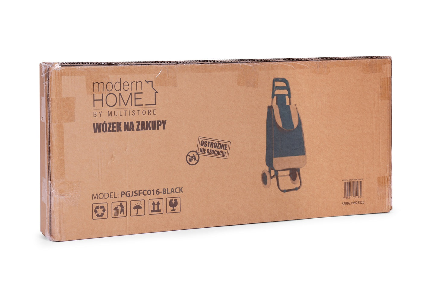 Shopping cart, 25l bag, on wheels, metal frame, rubber wheels, black ModernHome