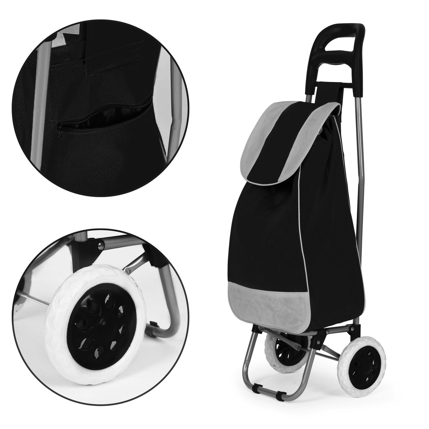 Shopping cart, 25l bag, on wheels, metal frame, rubber wheels, black ModernHome