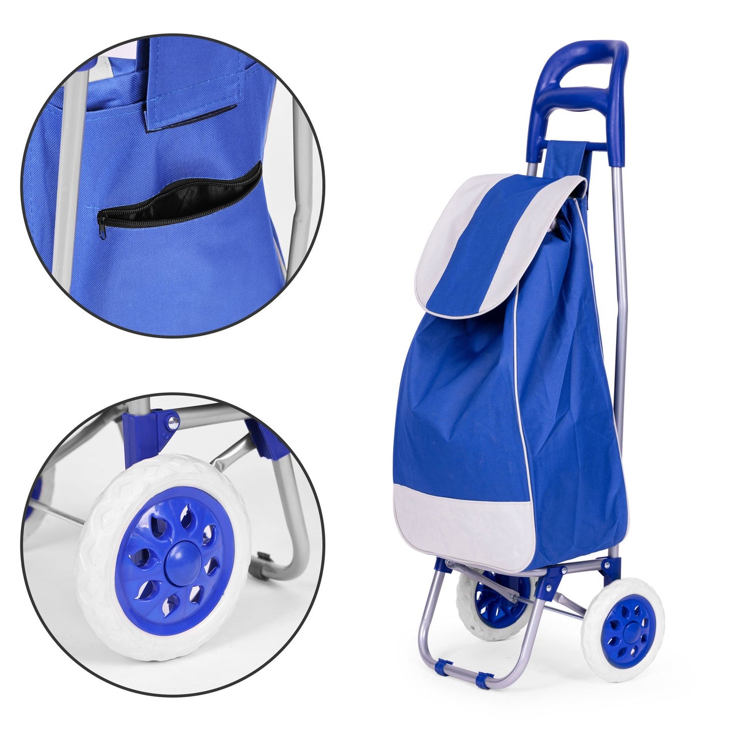Shopping cart, 25l bag, on wheels, metal frame, rubber wheels, blue ModernHome