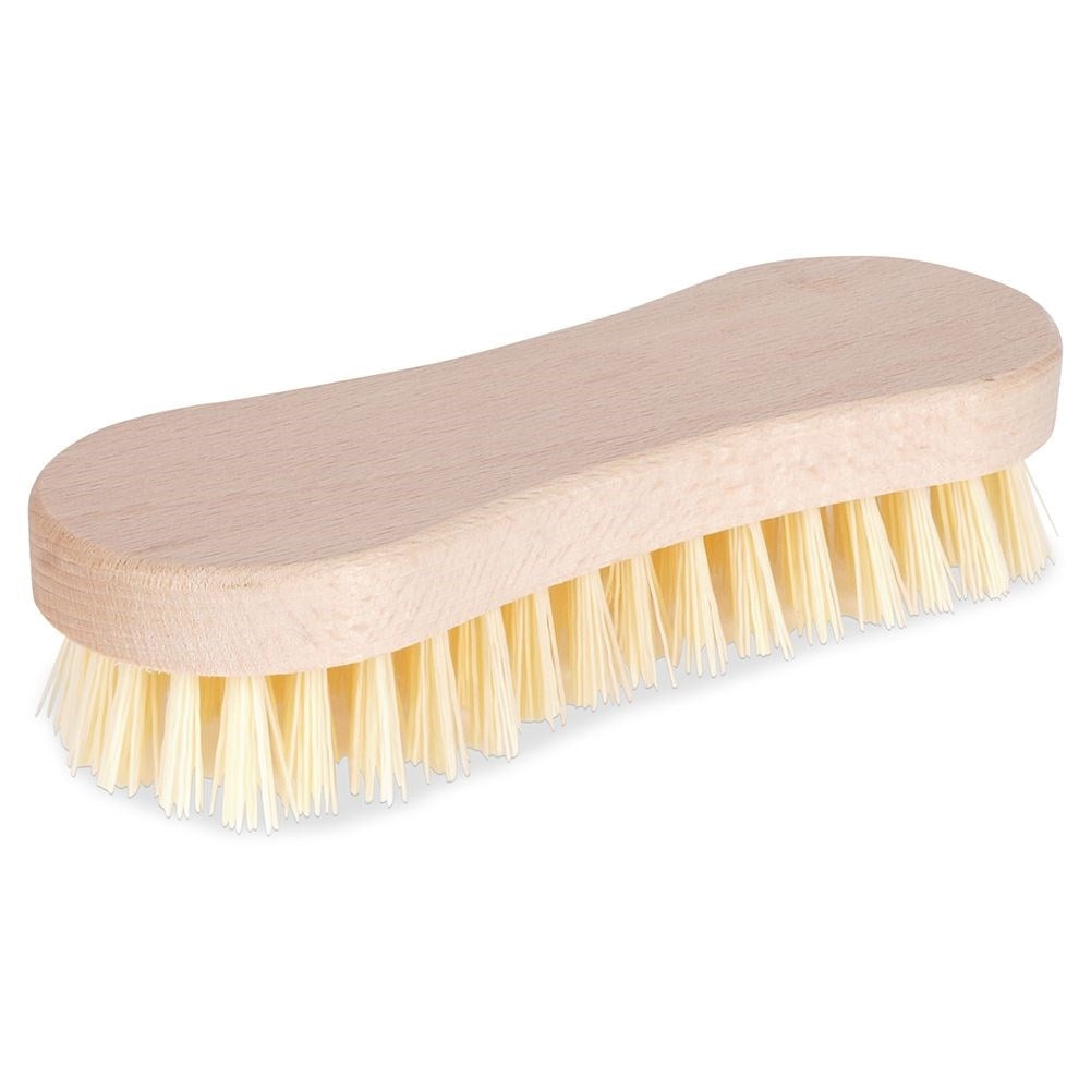 Short, hard brush for efficient cleaning of floors and surfaces