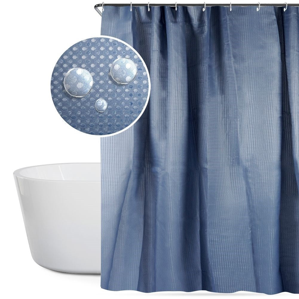 Shower Curtain: Durable protection with 12 hooks for privacy