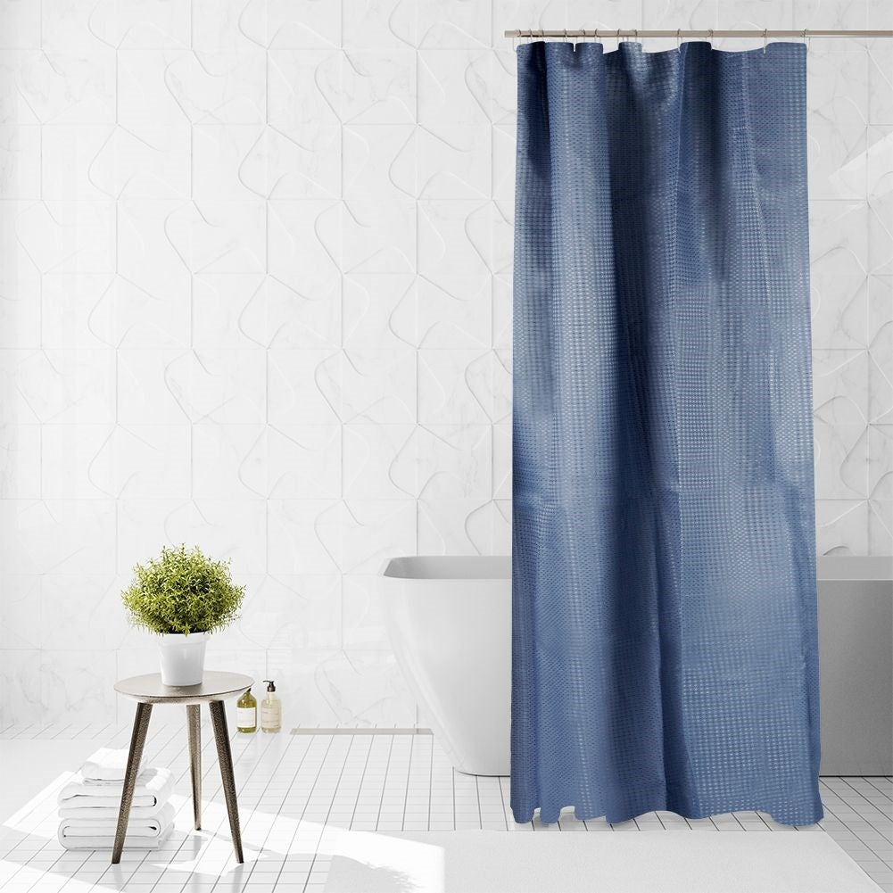 Shower Curtain: Durable protection with 12 hooks for privacy
