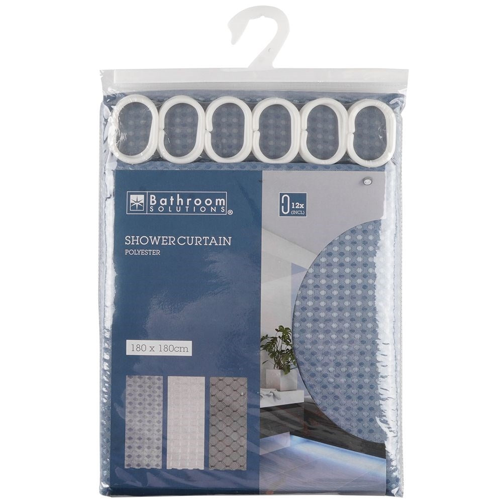 Shower Curtain: Durable protection with 12 hooks for privacy