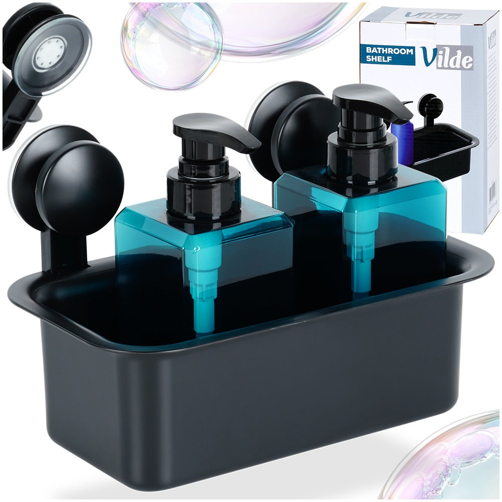 Shower Shelf with Suction Cups, Black, 23.5x13.5x15cm