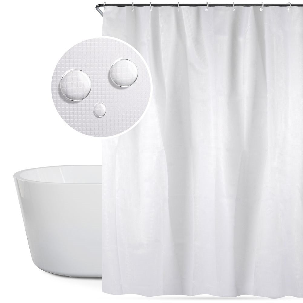 Shower curtain: Durable material, 12 hooks, privacy