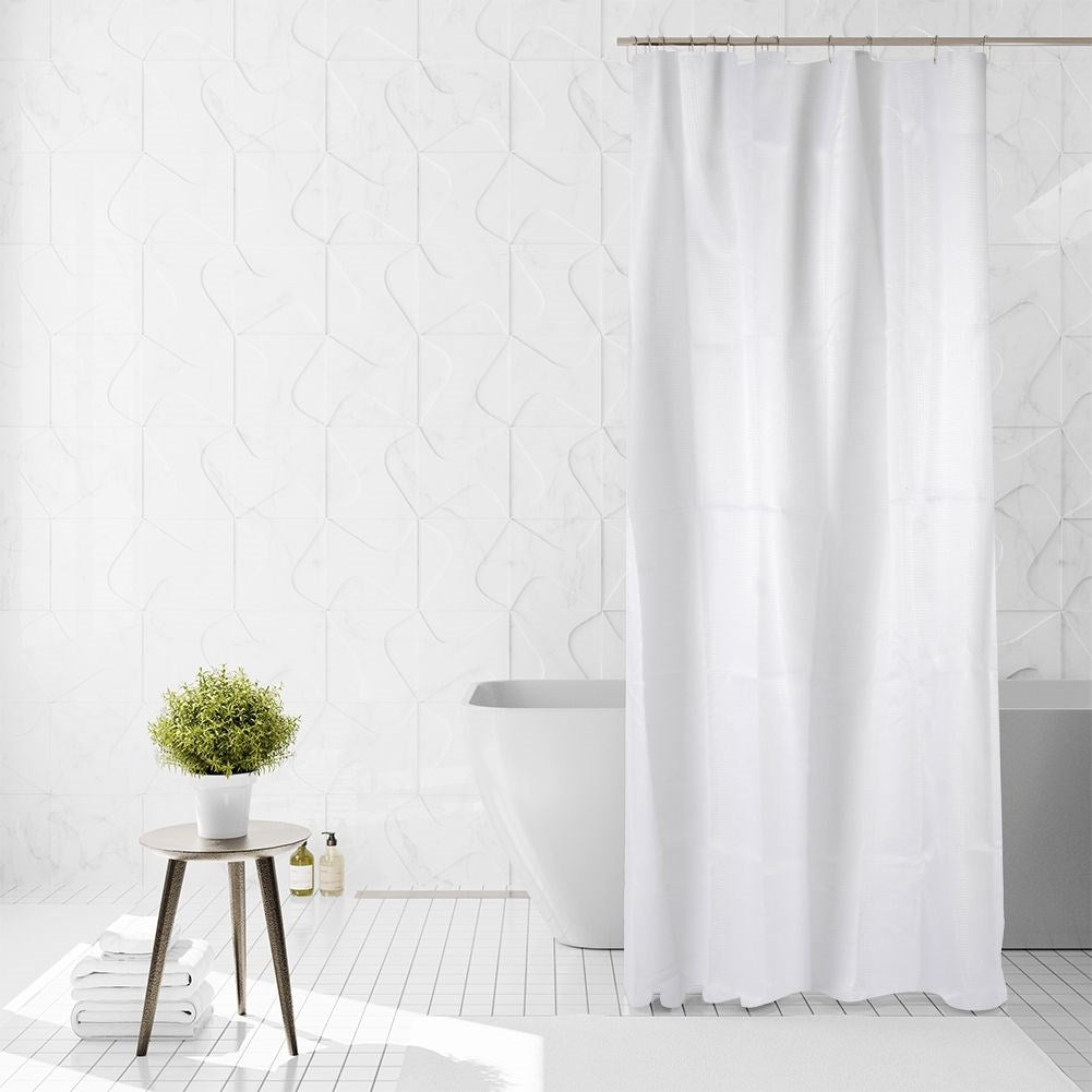 Shower curtain: Durable material, 12 hooks, privacy