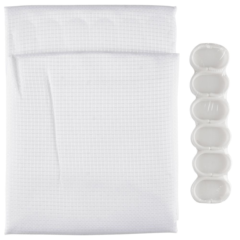 Shower curtain: Durable material, 12 hooks, privacy