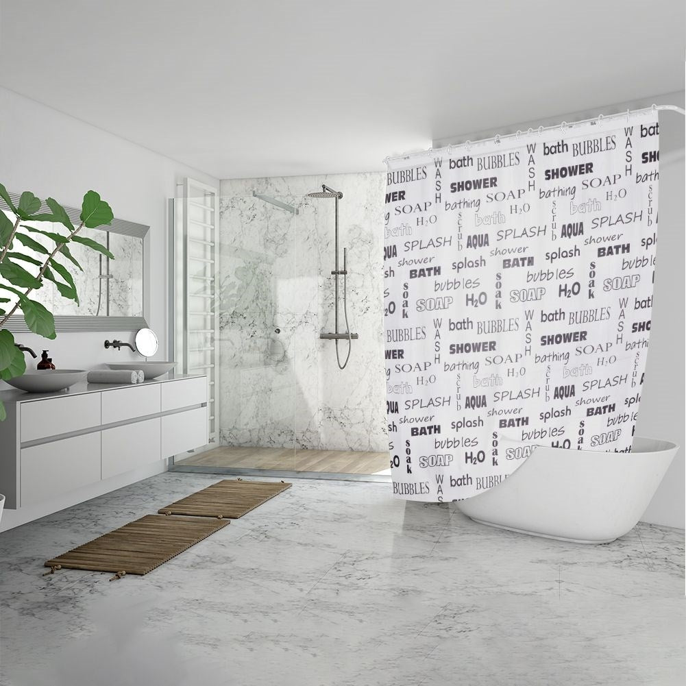 Shower curtain: Water protection, privacy, durable, 12 hooks