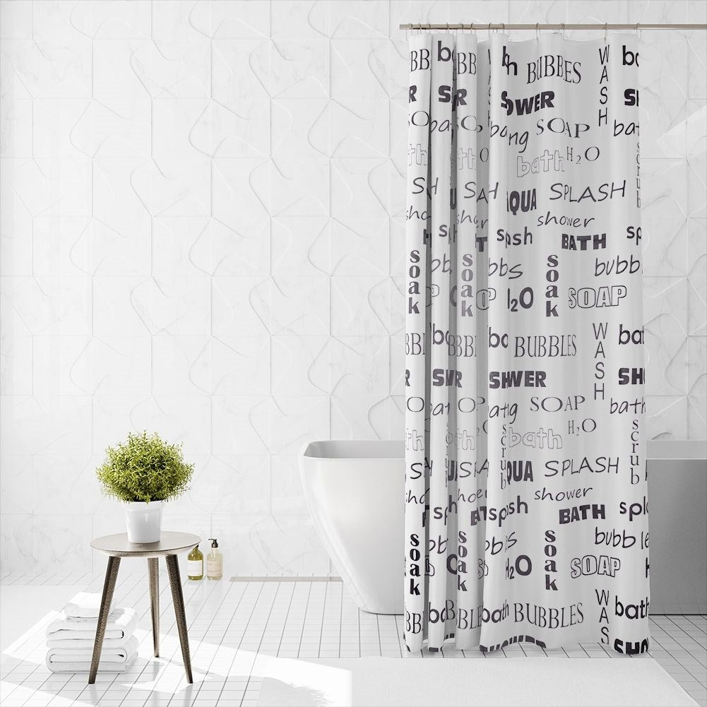 Shower curtain: Water protection, privacy, durable, 12 hooks