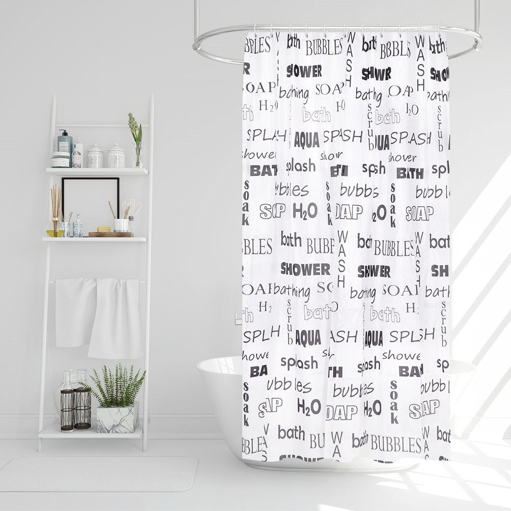 Shower curtain: Water protection, privacy, durable, 12 hooks