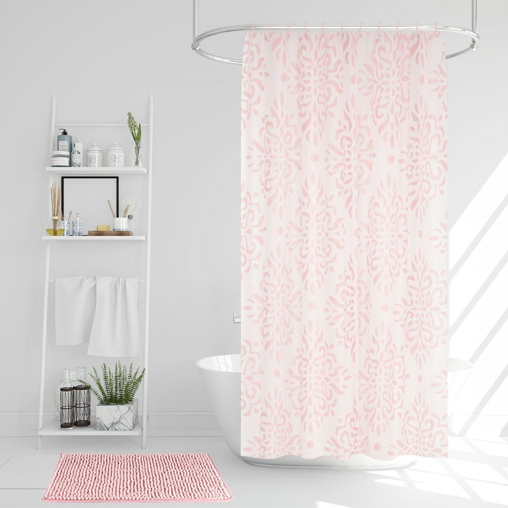 Shower curtain & bathroom mat set - durable material, 12 hooks