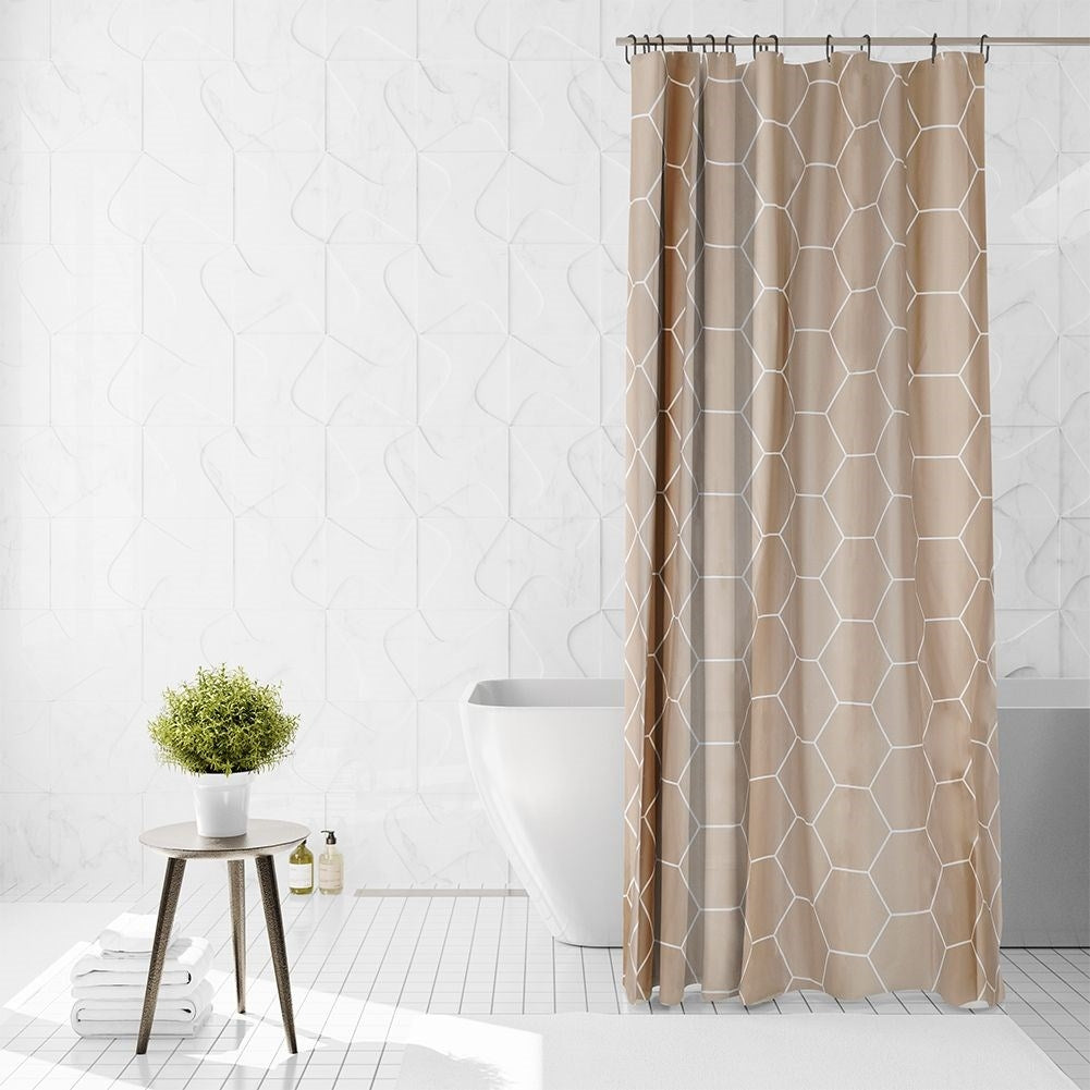 Shower curtain with 12 hooks, water-resistant and durable