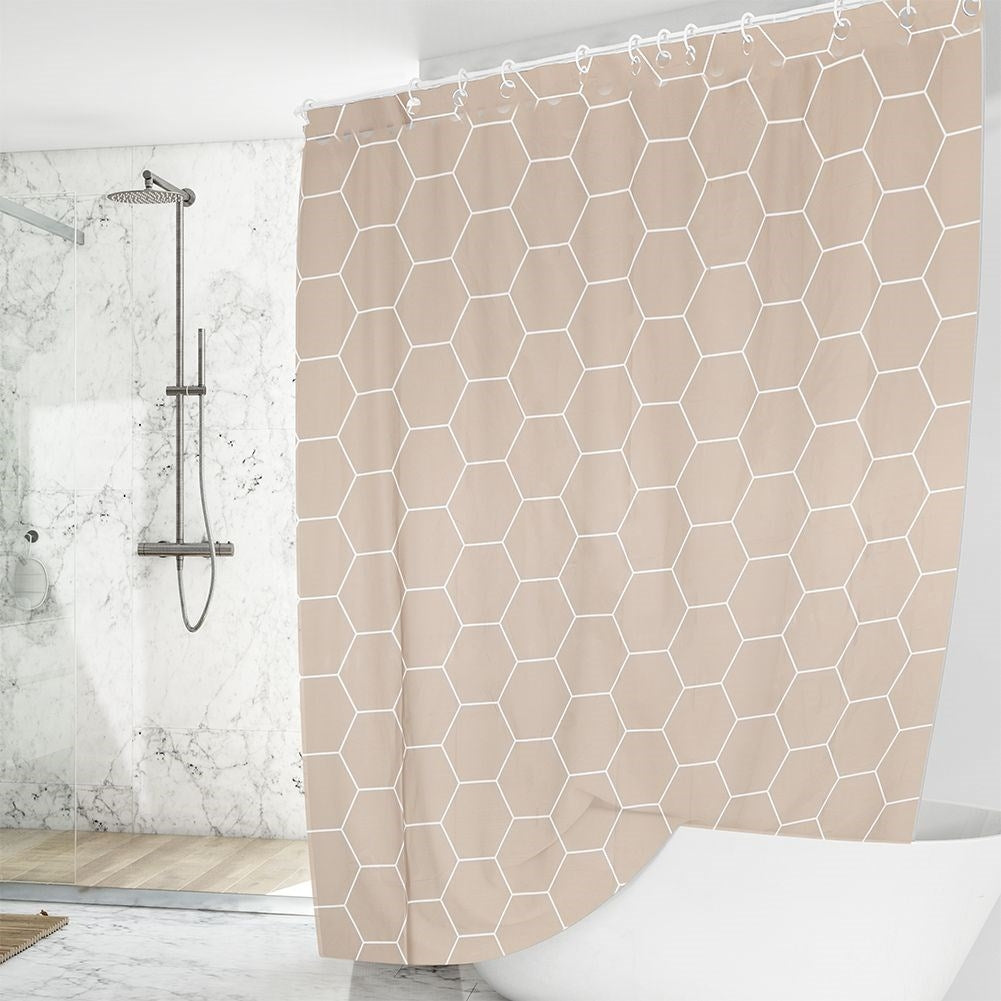 Shower curtain with 12 hooks, water-resistant and durable
