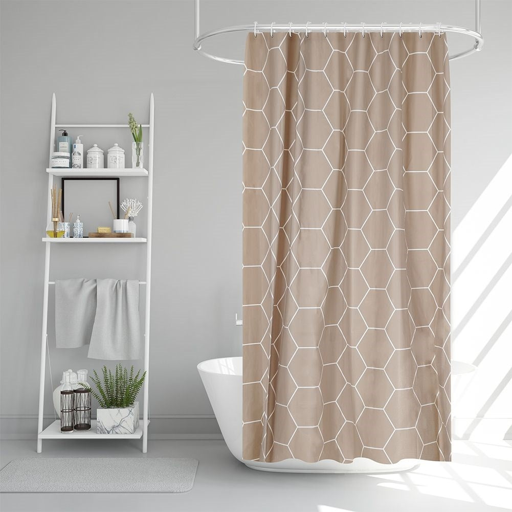 Shower curtain with 12 hooks, water-resistant and durable