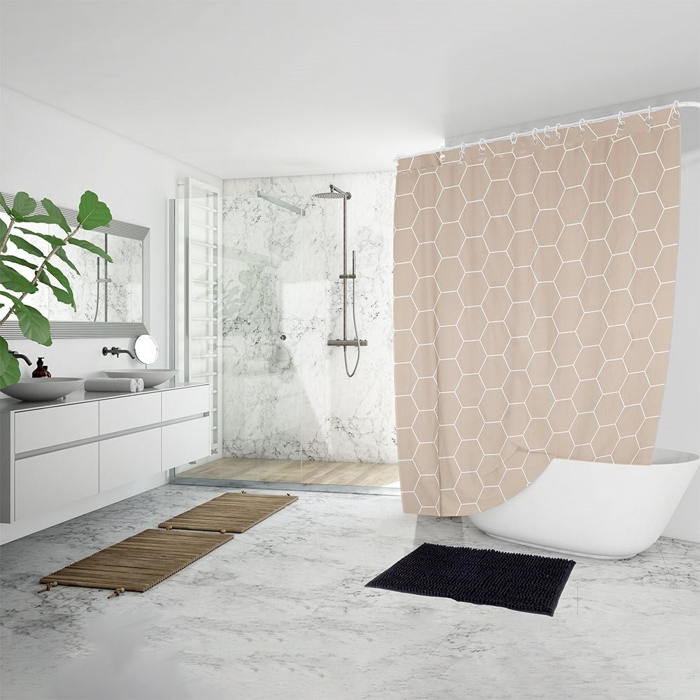 Shower curtain with 12 hooks, water-resistant and durable