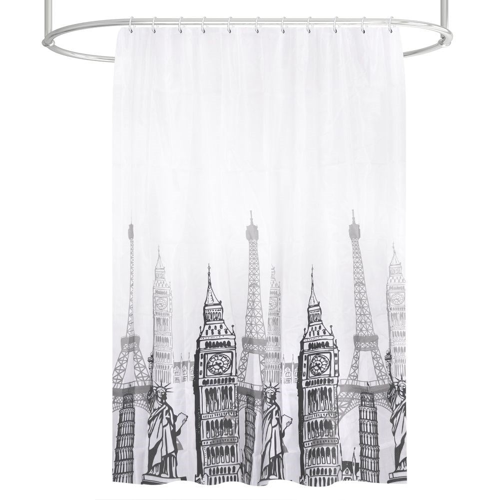 Shower curtain with durable material and 12 hooks