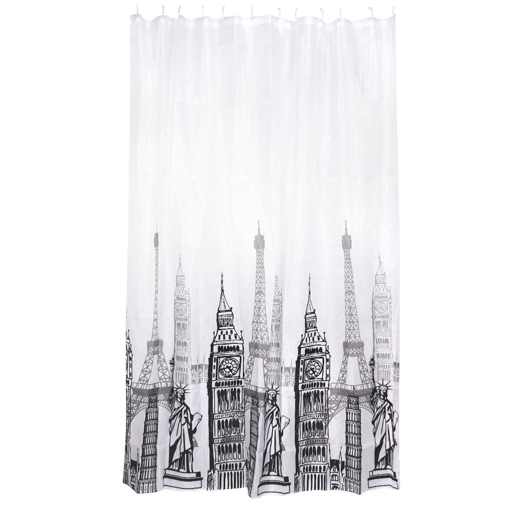 Shower curtain with durable material and 12 hooks