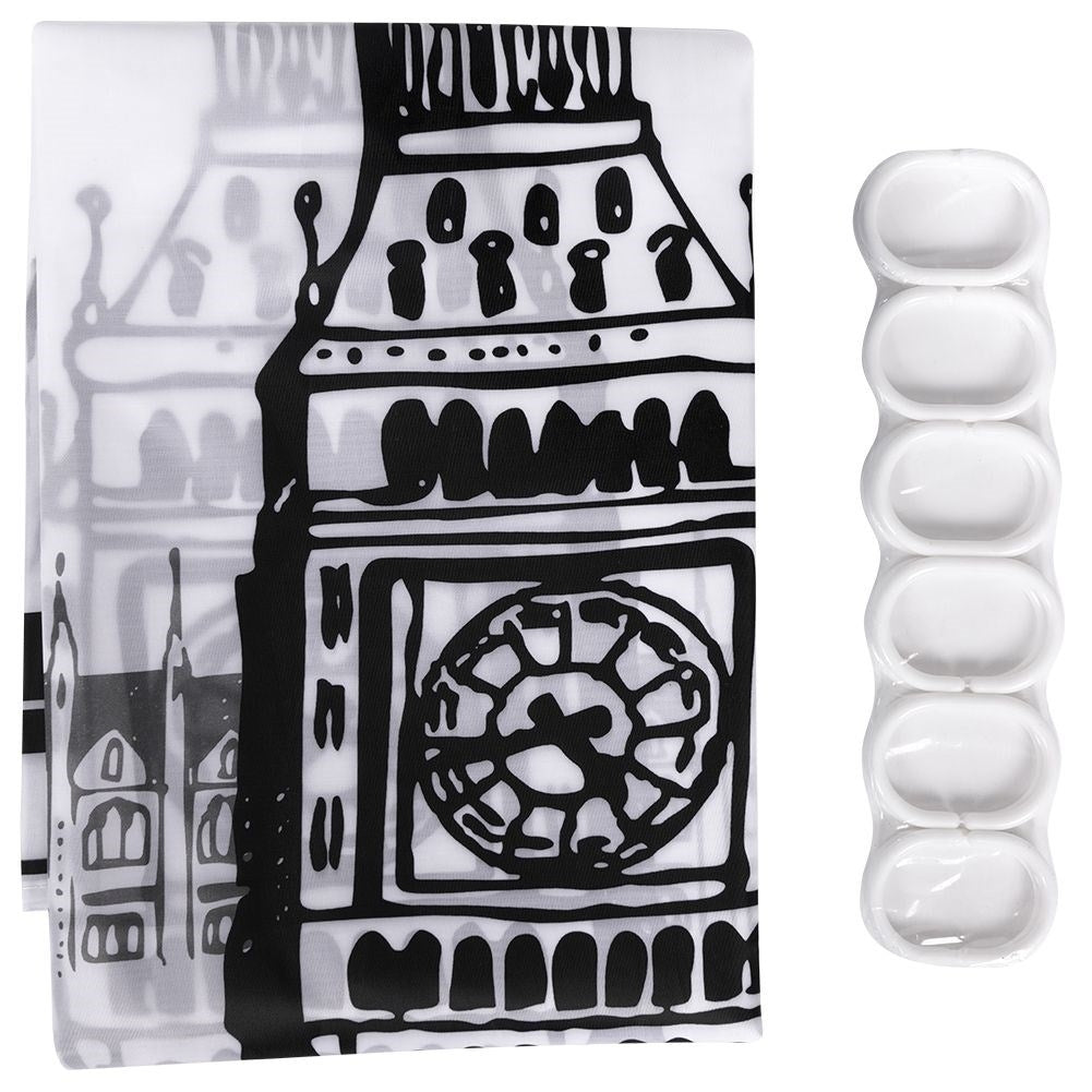 Shower curtain with durable material and 12 hooks