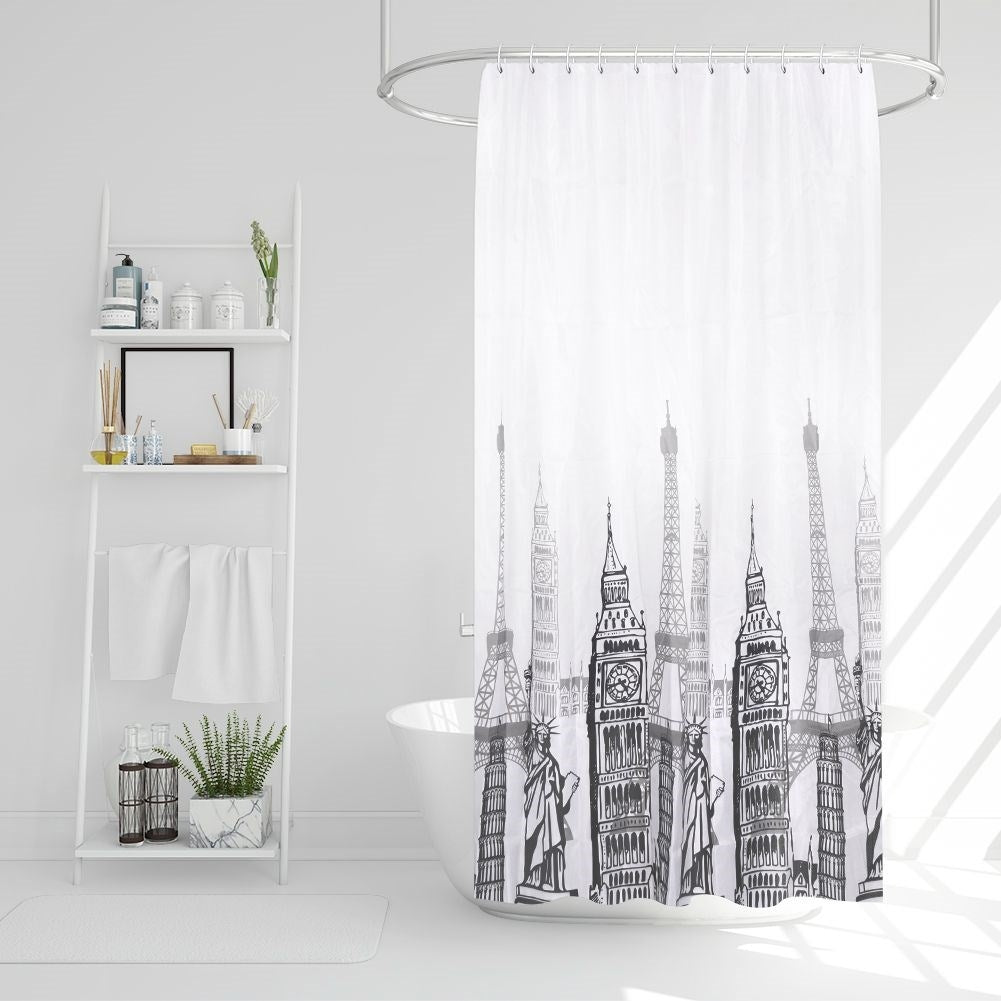 Shower curtain with durable material and 12 hooks