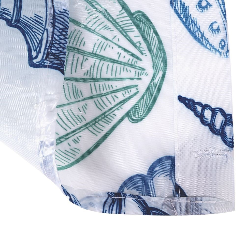 Shower curtain with seashell, durable, 12 hooks, waterproof