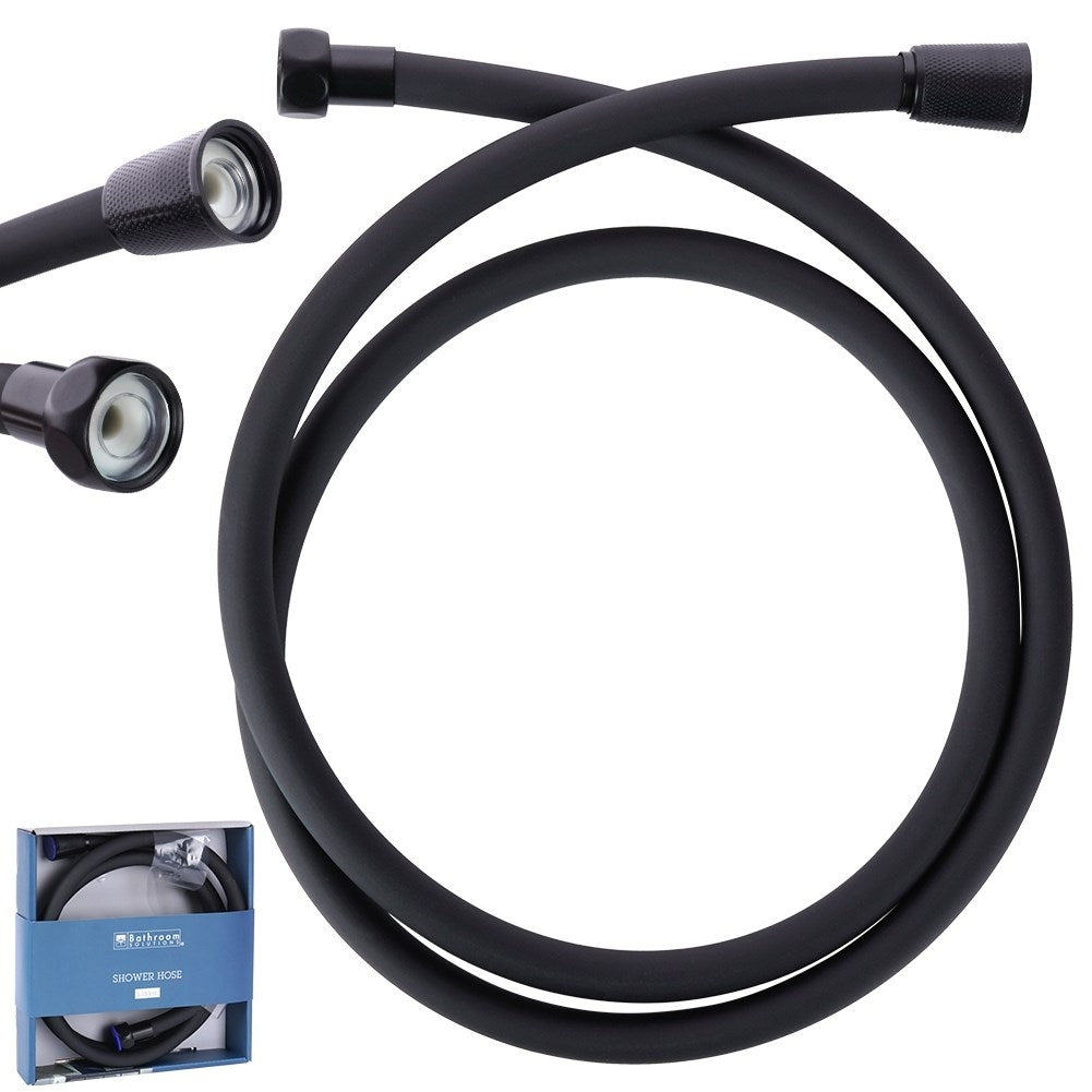 Shower hose, 150 cm, plastic, matt black, standard threads 1/2