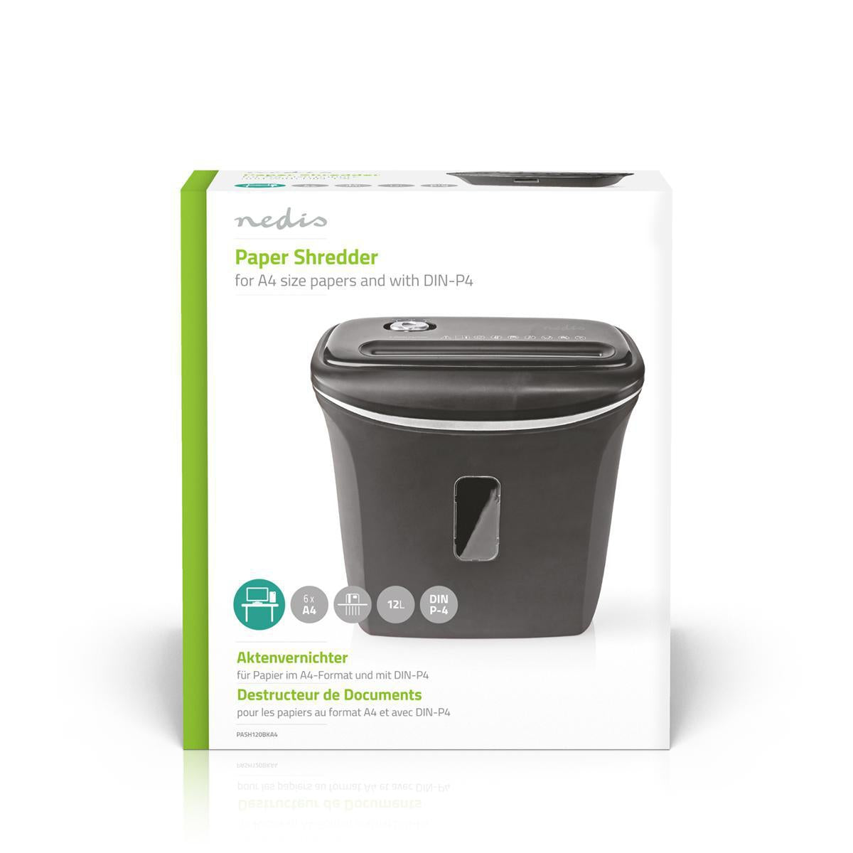 Shredder | 6x A4 pages | 12 l | Safety standard: DIN 4 | 300 W | Black