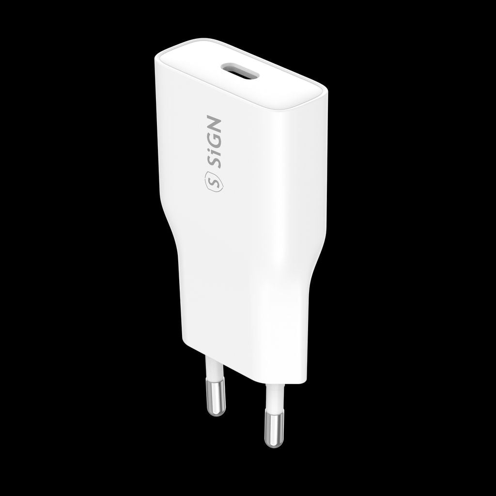 SiGN GaN Ultra Slim Fast Charger USB-C PD & QC3.0 20W – White