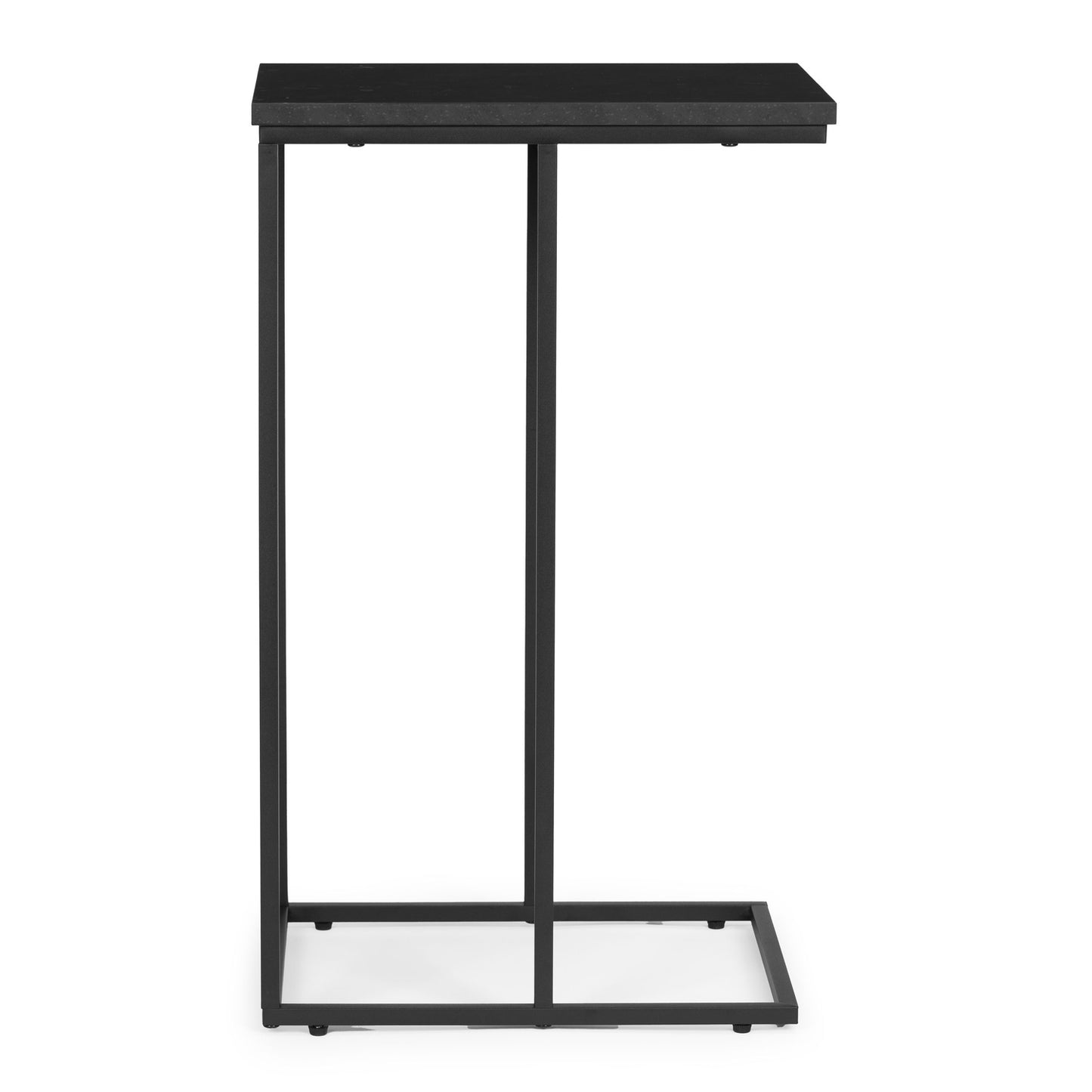 Side table for laptop, coffee table, C-shaped, black marble, ModernHome