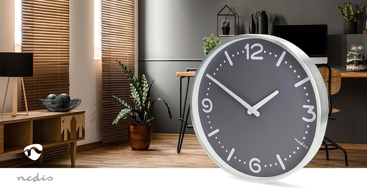 Silent Aluminium Wall Clock, 300mm Diameter