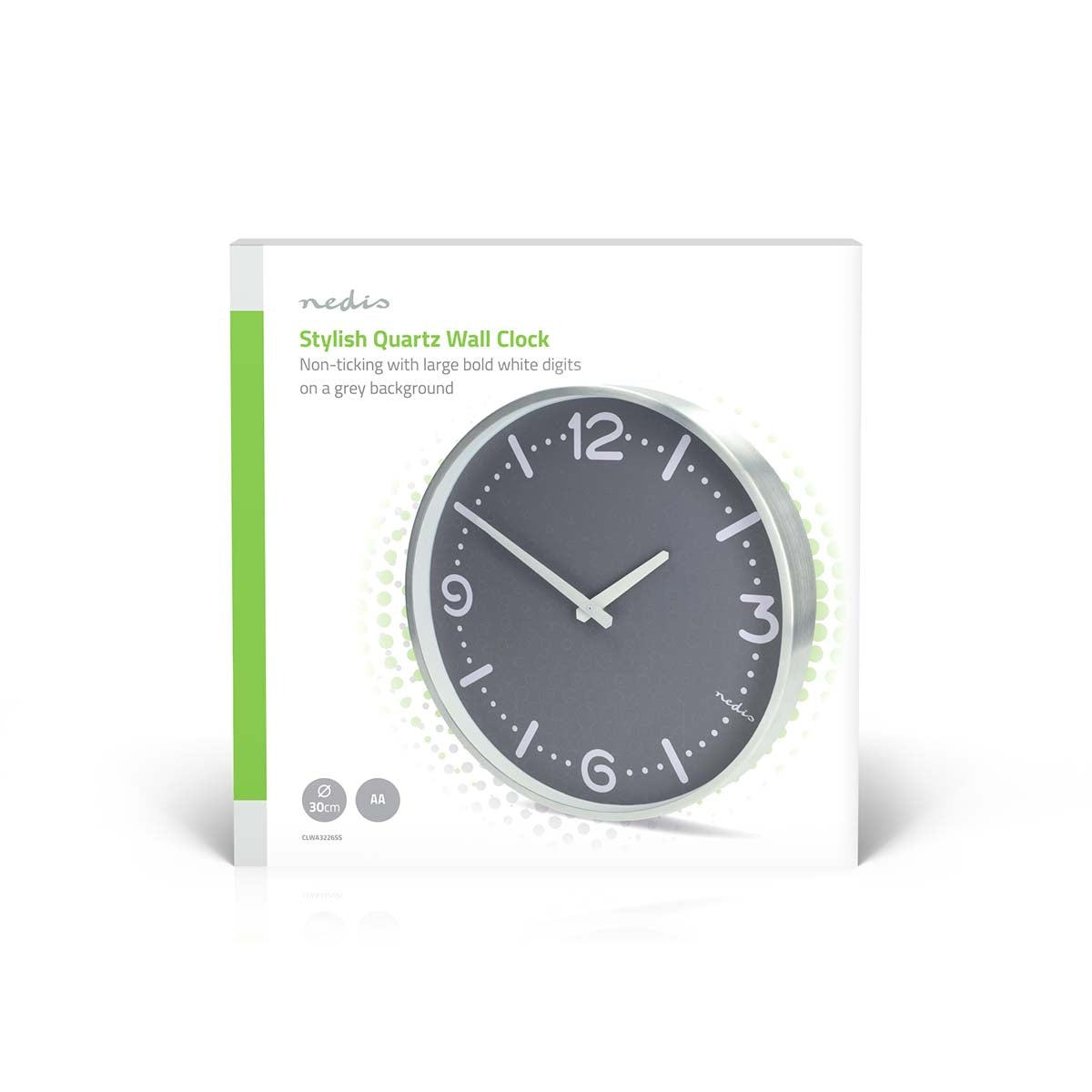 Silent Aluminium Wall Clock, 300mm Diameter