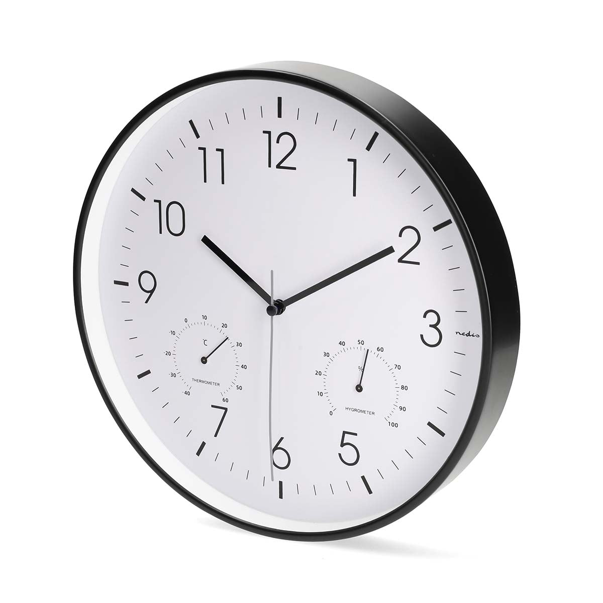Silent Wall Clock, 300mm, Thermometer & Hygrometer