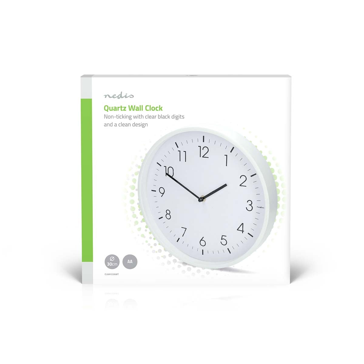 Silent Wall Clock, 300mm, White Plastic