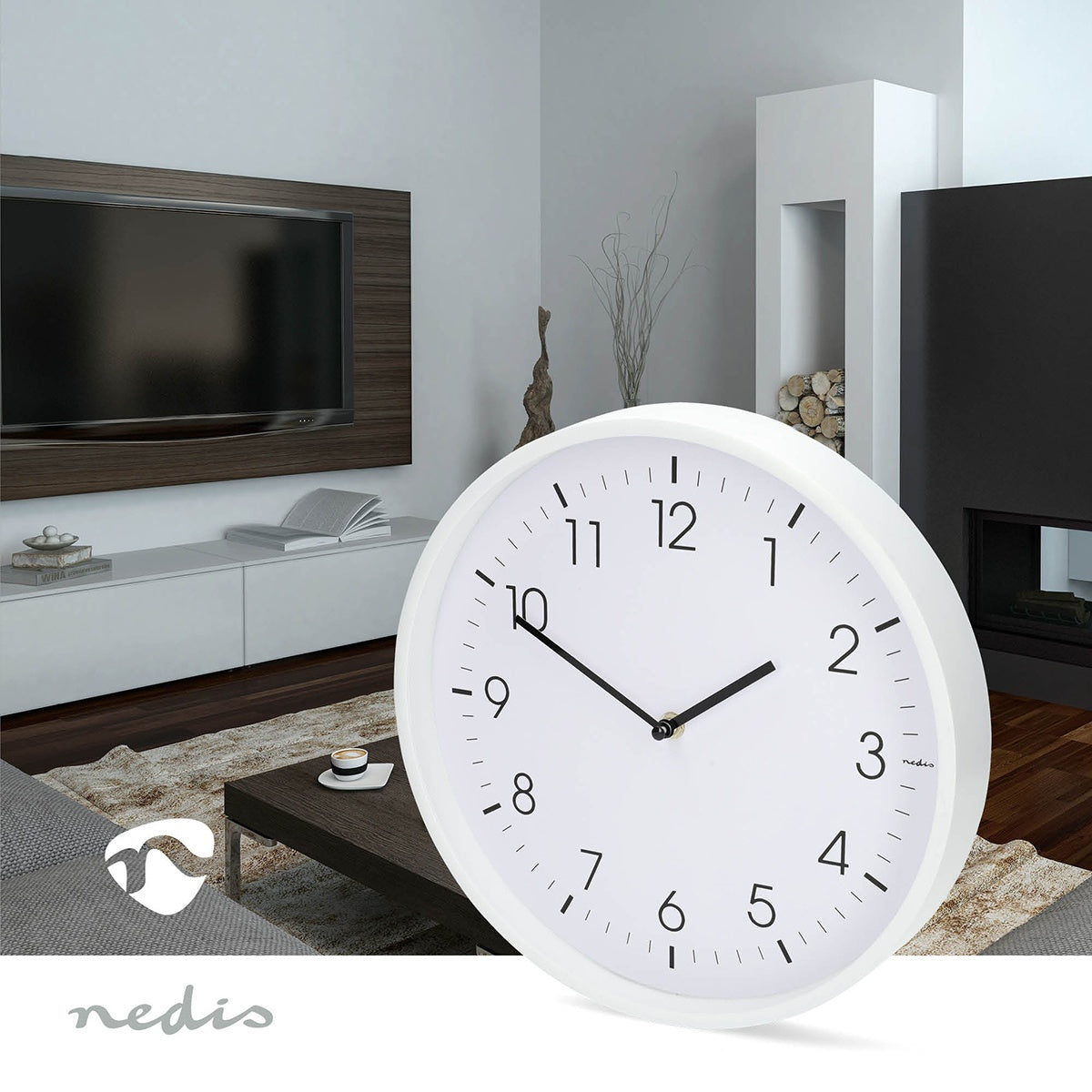 Silent Wall Clock, 300mm, White Plastic