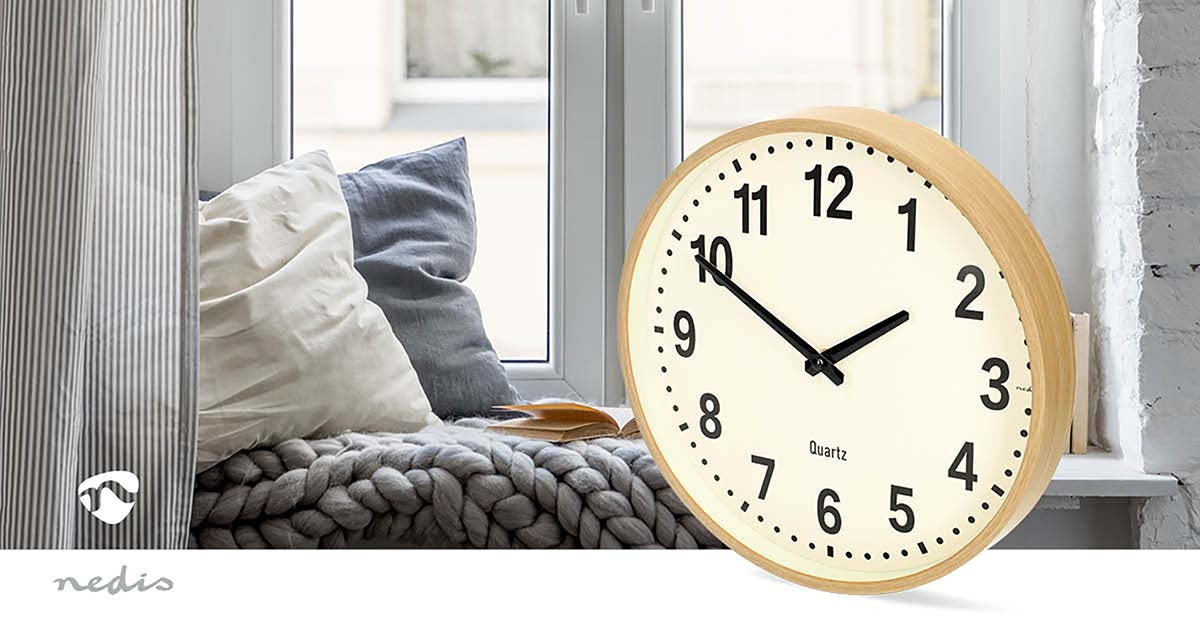 Silent Wall Clock, 300mm, Wood, Silent Movement