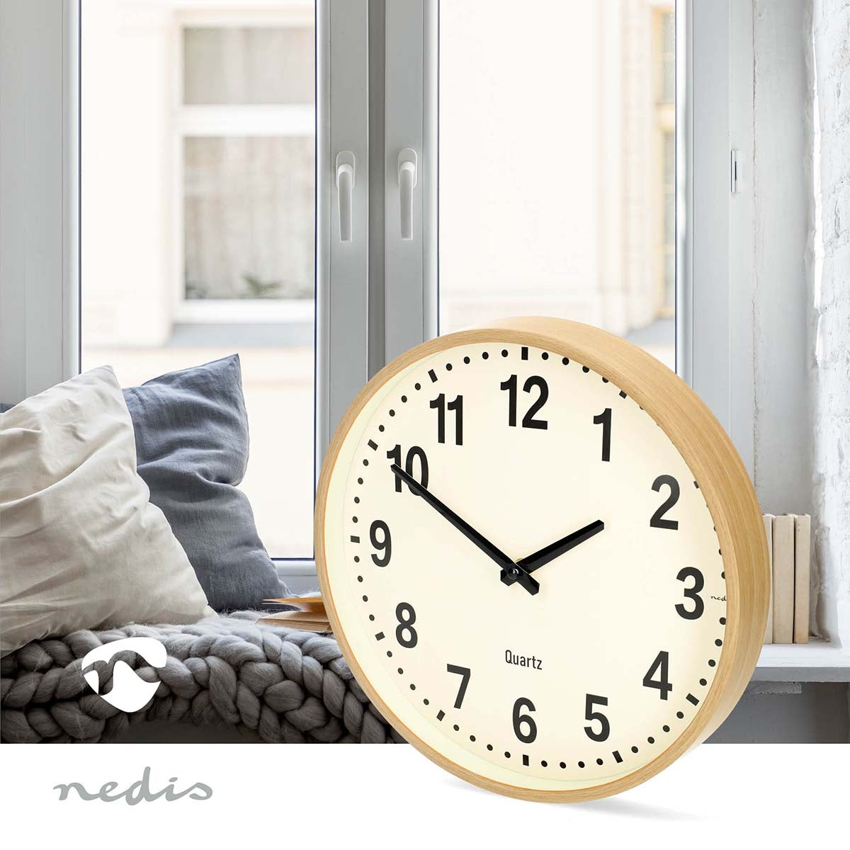 Silent Wall Clock, 300mm, Wood, Silent Movement